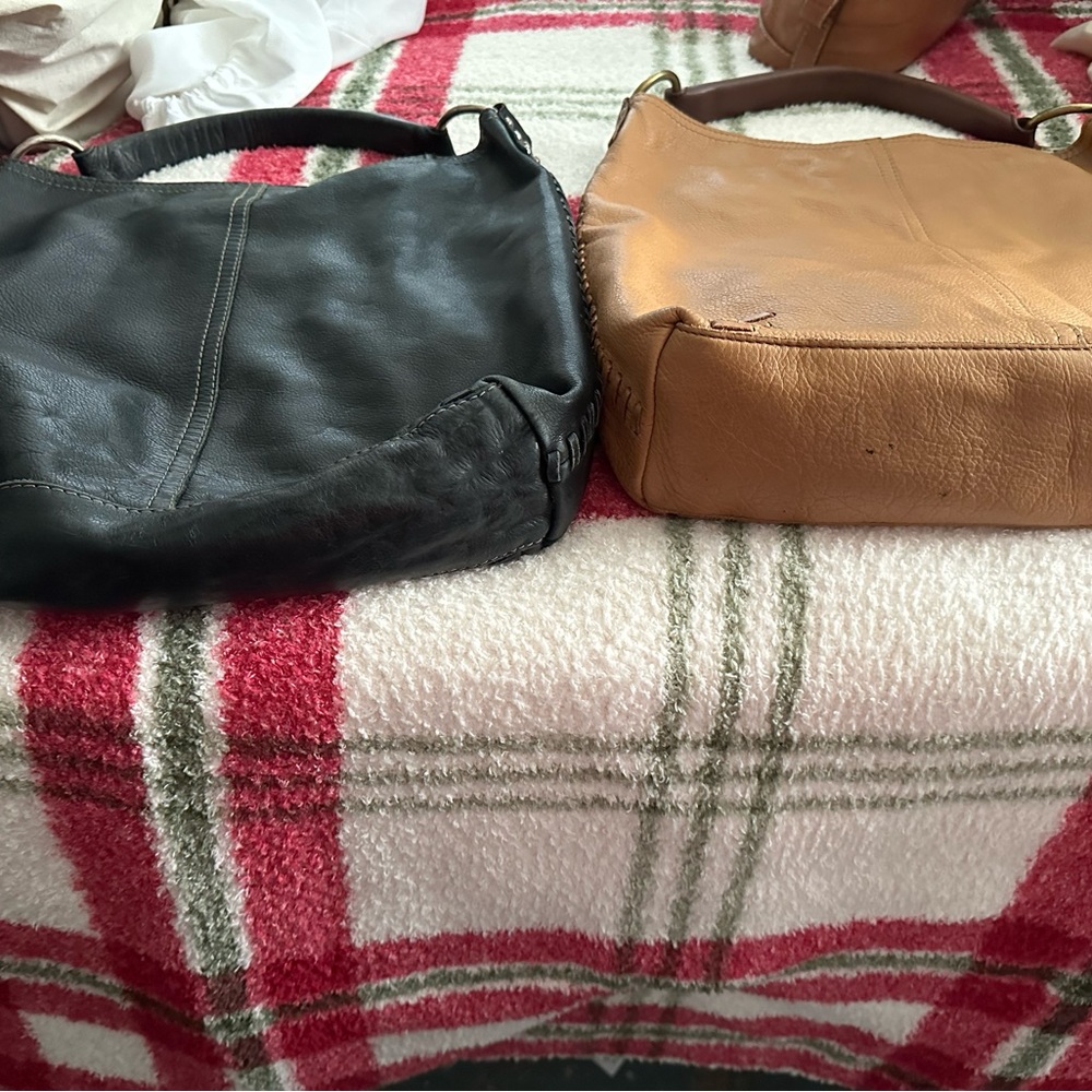 Lucky Brand Black and Tan Leather Handbag Lot